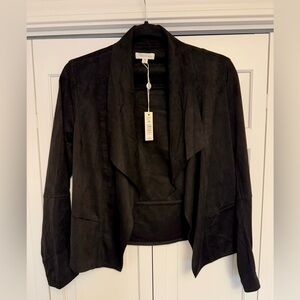 Max Studio black suede (faux) drape jacket!